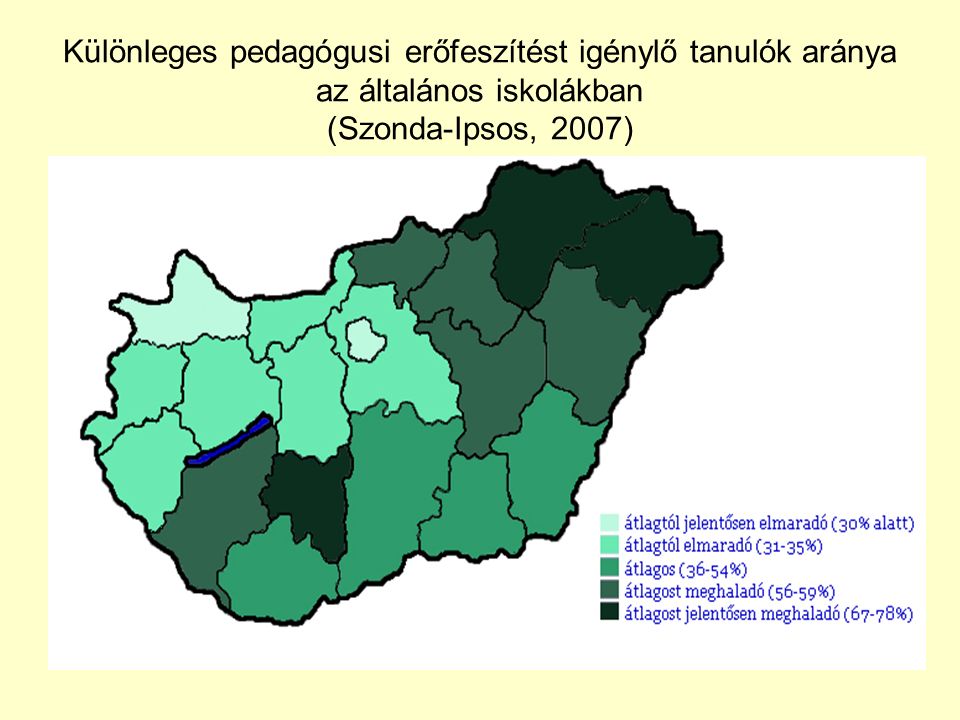 Különleges pedagógusi erőfeszítést igénylő tanulók aránya az általános iskolákban (Szonda-Ipsos, 2007)