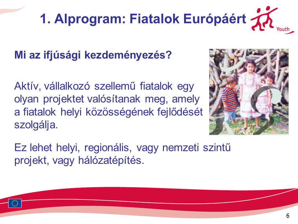6 1. Alprogram: Fiatalok Európáért Mi az ifjúsági kezdeményezés.