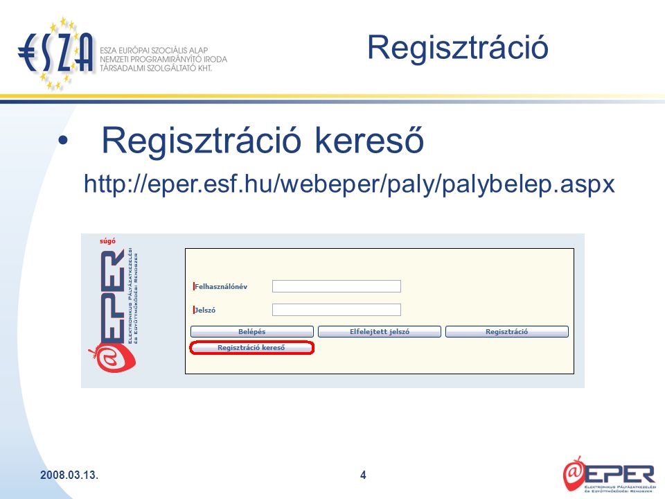 Regisztráció Regisztráció kereső