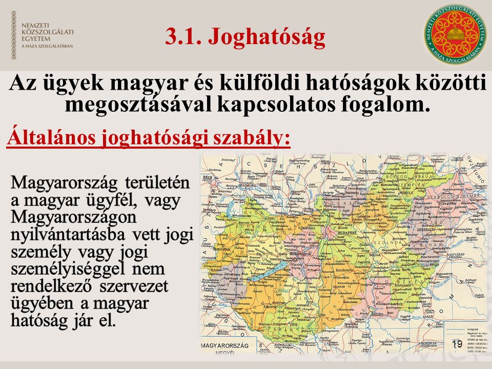 3.1. Joghatóság Az ügyek magyar és külföldi hatóságok közötti megosztásával kapcsolatos fogalom.