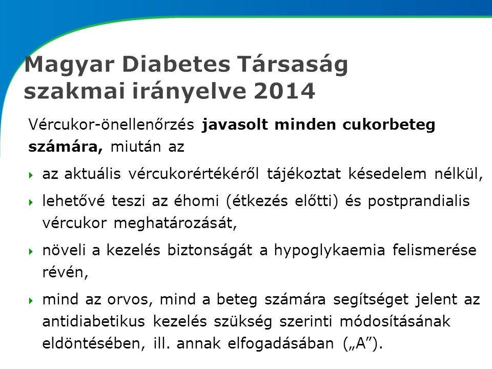 szabványok kezelésére cukorbetegek