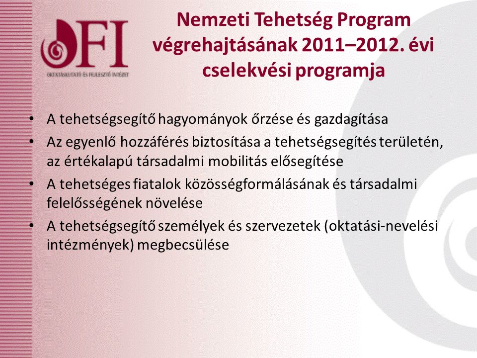 Nemzeti Tehetség Program végrehajtásának 2011–2012.