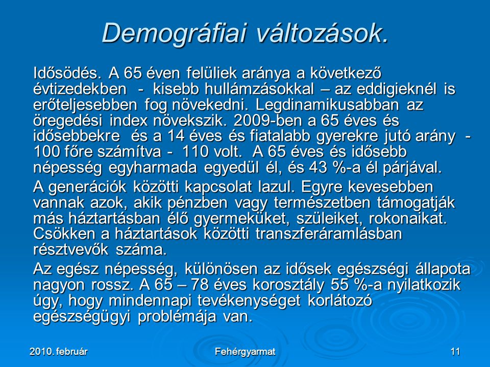 2010. februárFehérgyarmat11 Demográfiai változások.