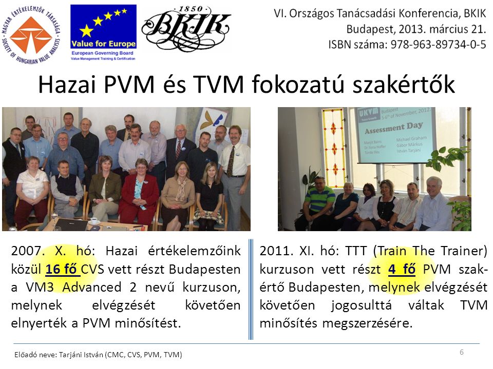 Hazai PVM és TVM fokozatú szakértők X.