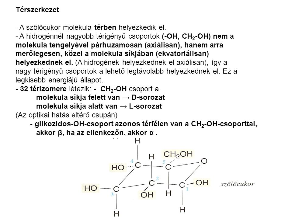 Térszerkezet - A szőlőcukor molekula térben helyezkedik el.