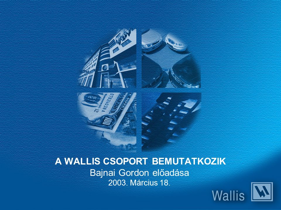 A WALLIS CSOPORT BEMUTATKOZIK Bajnai Gordon előadása Március 18.