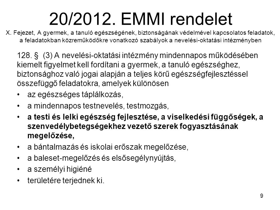 20/2012. EMMI rendelet X.