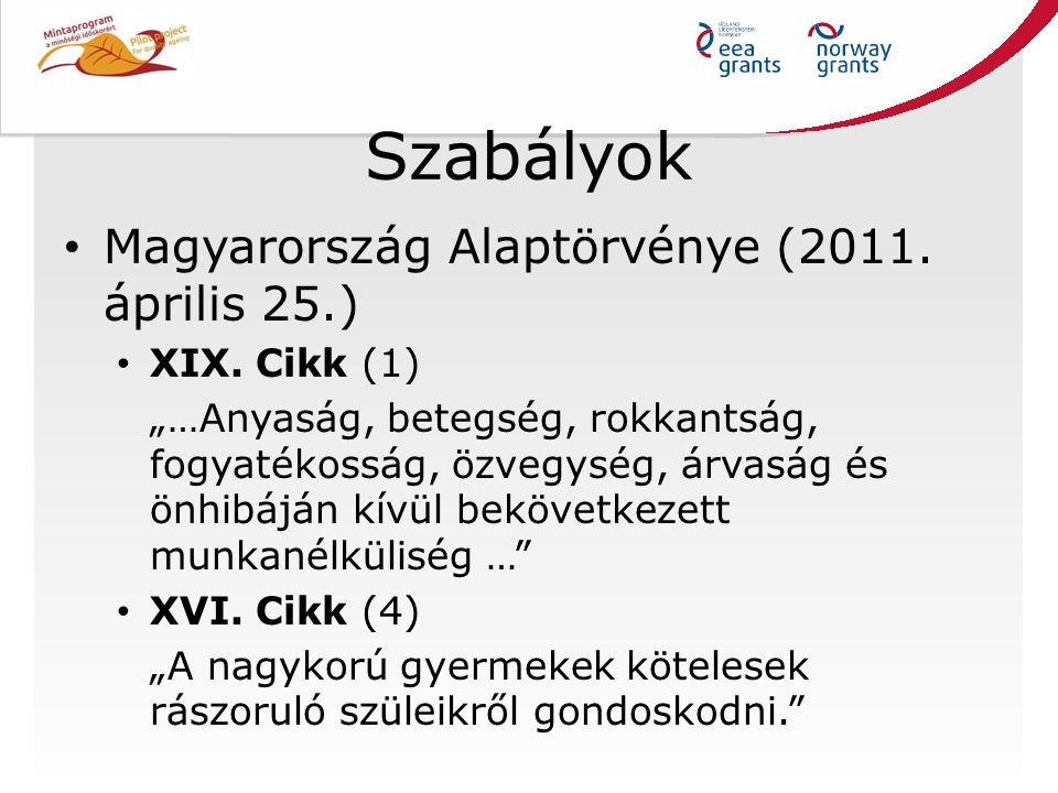 Szabályok Magyarország Alaptörvénye (2011. április 25.) XIX.