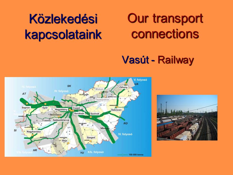 Közlekedési kapcsolataink Vasút - Railway Our transport connections
