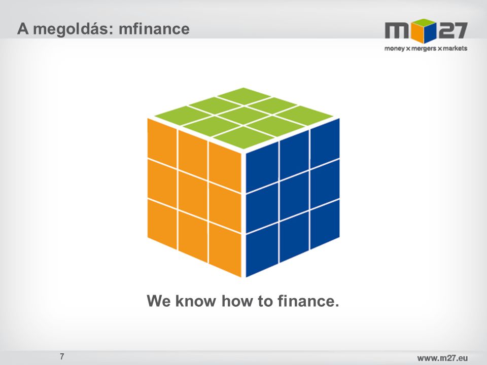 1 A megoldás: mfinance We know how to finance. 7