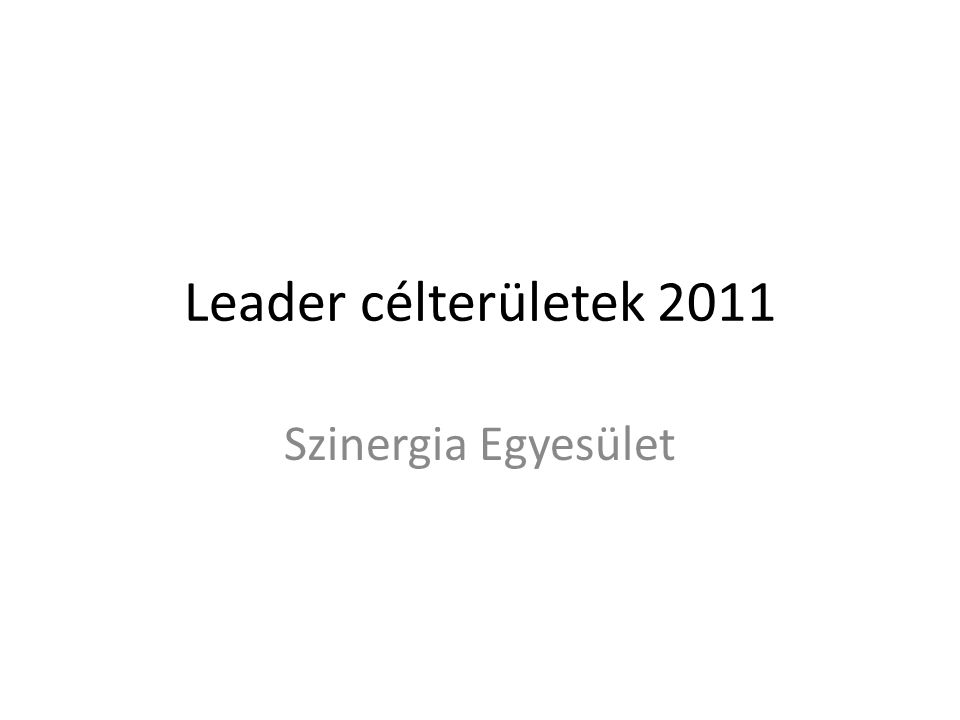 Leader célterületek 2011 Szinergia Egyesület