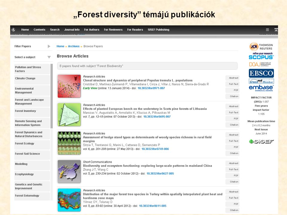 51 „Forest diversity témájú publikációk