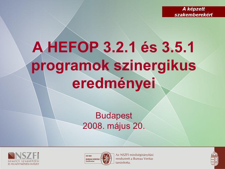 A képzett szakemberekért A HEFOP és programok szinergikus eredményei Budapest 2008.