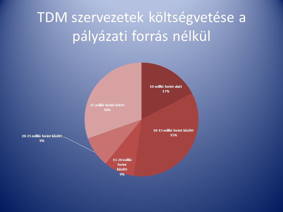 TDM szervezetek költségvetése a pályázati forrás nélkül