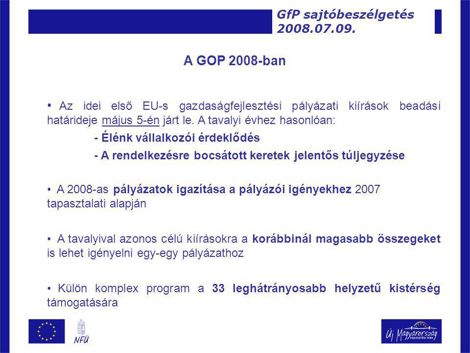 A GOP 2008-ban • Az idei első EU-s gazdaságfejlesztési pályázati kiírások beadási határideje május 5-én járt le.