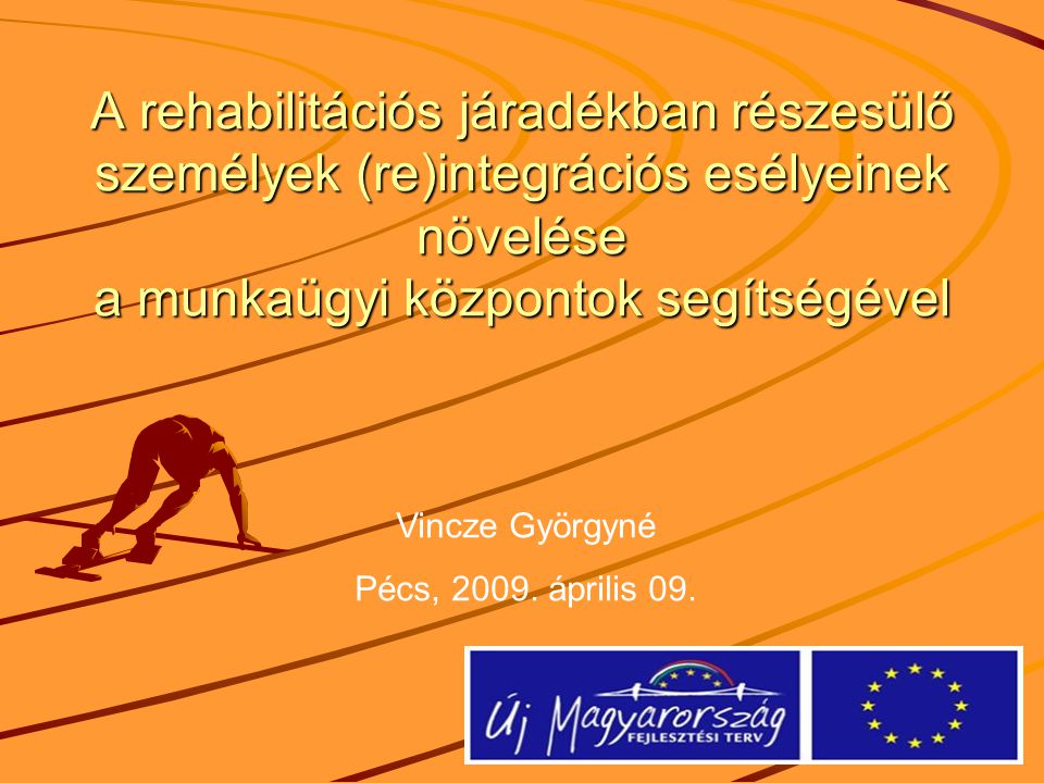 A rehabilitációs járadékban részesülő személyek (re)integrációs esélyeinek növelése a munkaügyi központok segítségével Vincze Györgyné Pécs, 2009.