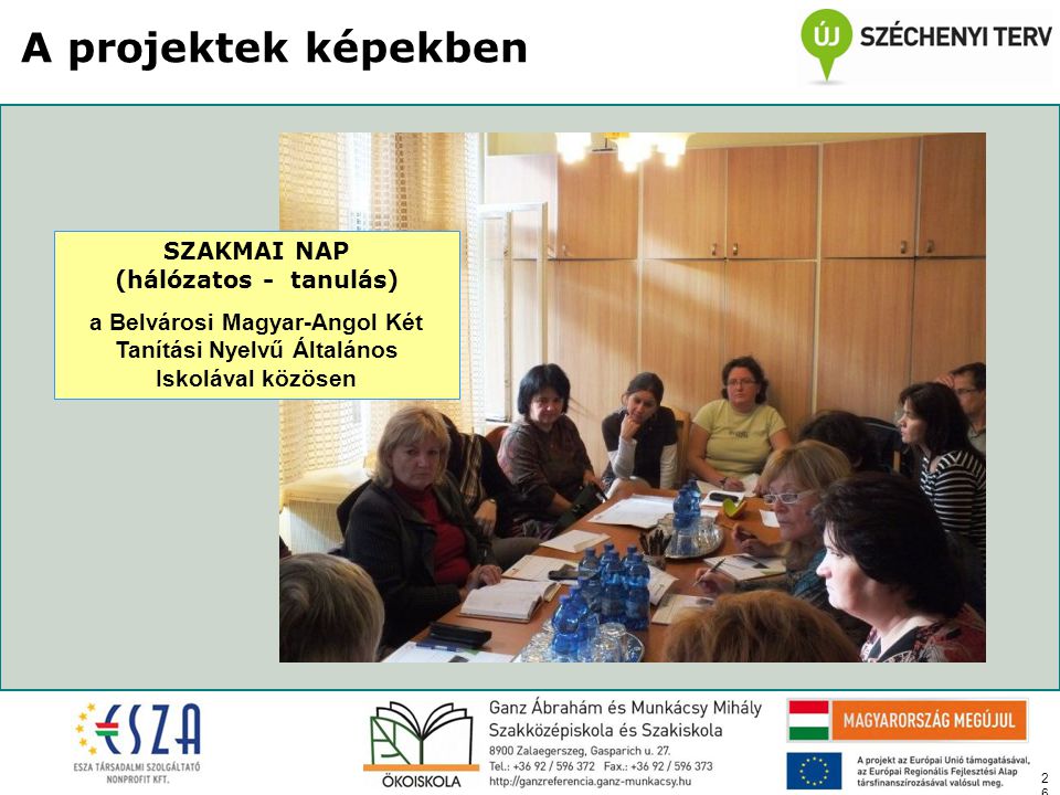 26 A projektek képekben SZAKMAI NAP (hálózatos - tanulás) a Belvárosi Magyar-Angol Két Tanítási Nyelvű Általános Iskolával közösen