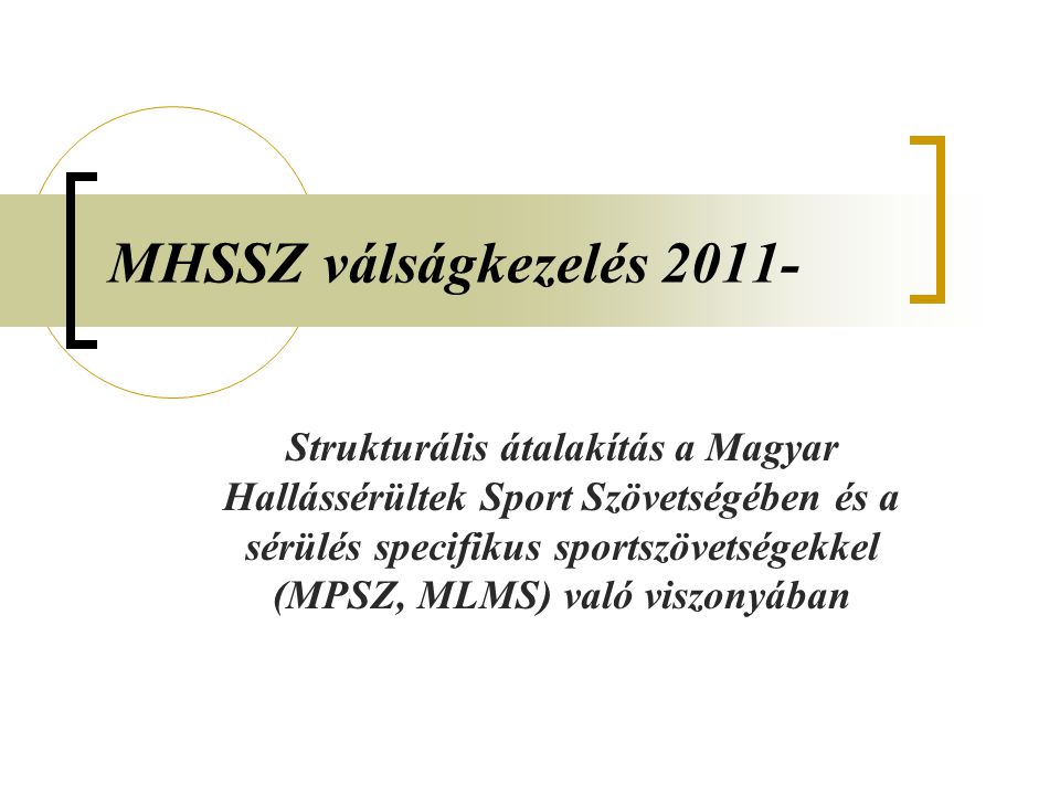 MHSSZ válságkezelés Strukturális átalakítás a Magyar Hallássérültek Sport Szövetségében és a sérülés specifikus sportszövetségekkel (MPSZ, MLMS) való viszonyában