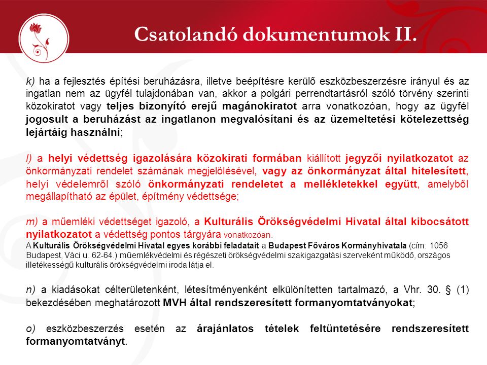 Csatolandó dokumentumok II.