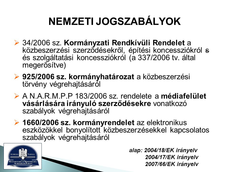 NEMZETI JOGSZABÁLYOK  34/2006 sz.