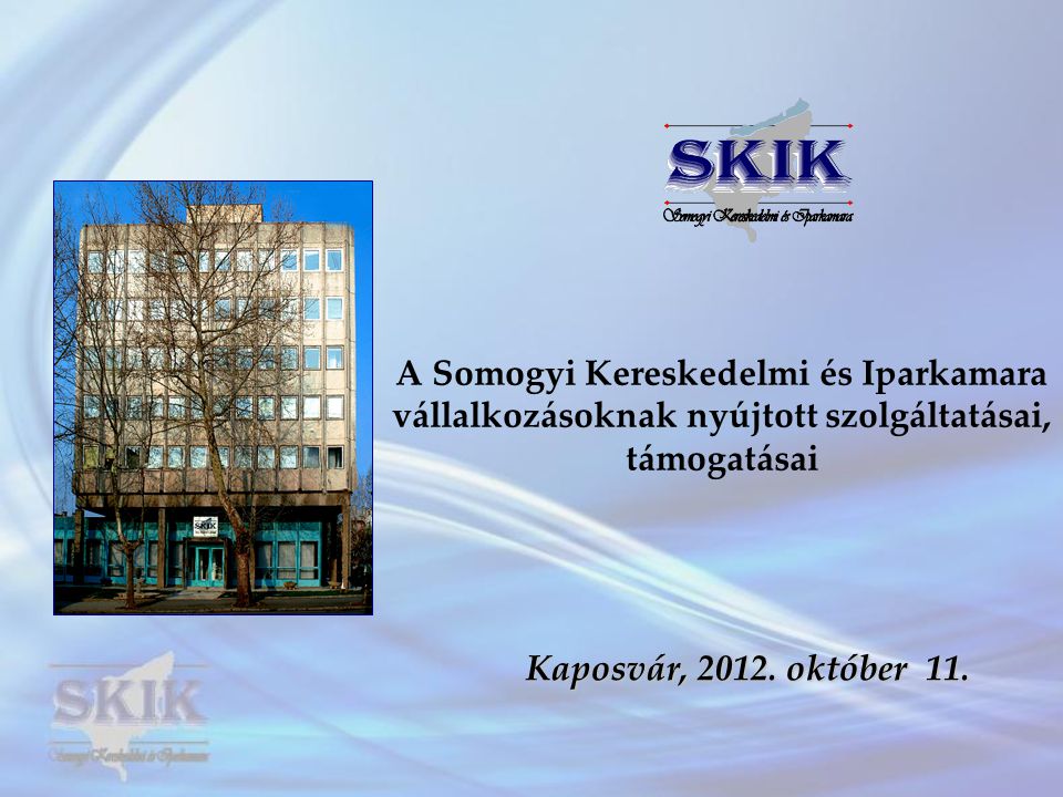 A Somogyi Kereskedelmi és Iparkamara vállalkozásoknak nyújtott szolgáltatásai, támogatásai Kaposvár, 2012.