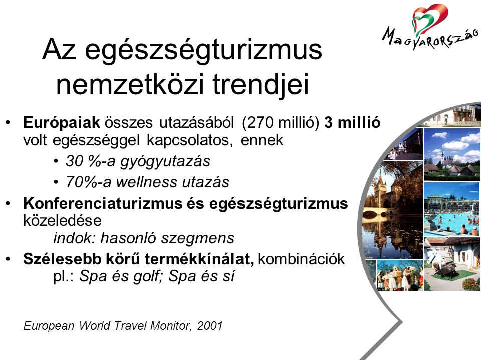 Utazás, szabadidő és turizmus csoport Az egészségturizmus éve Oláh László igazgató Stratégiai Termékek Igazgatósága Magyar Fürdőszövetség Közgyűlése 2003.