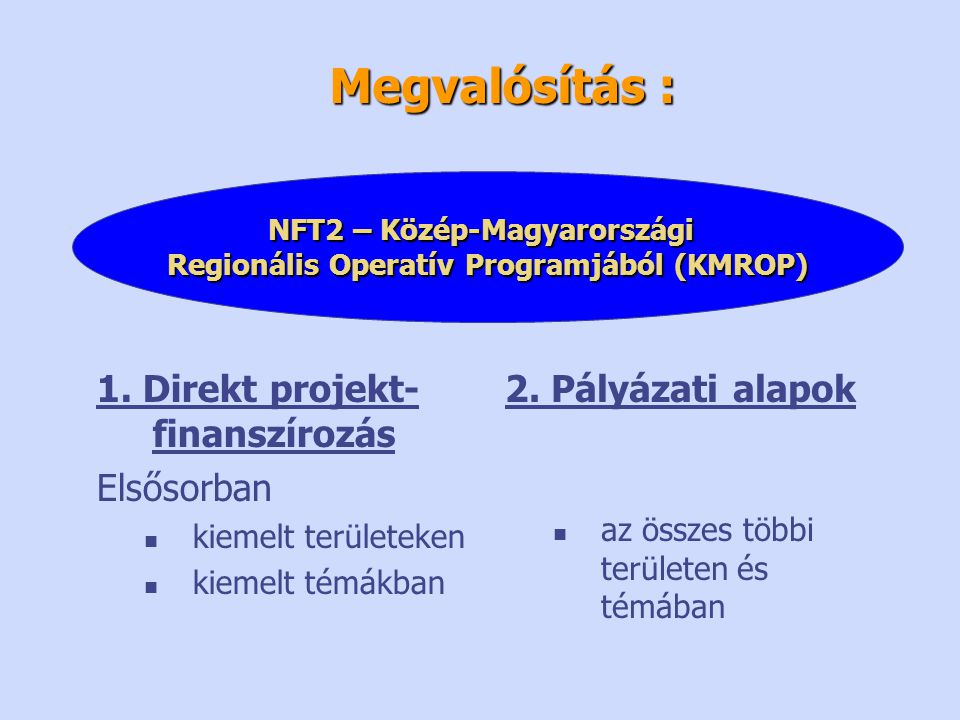 Megvalósítás : NFT2 – Közép-Magyarországi Regionális Operatív Programjából (KMROP) 1.