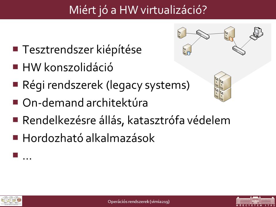 Operációs rendszerek (vimia219) Miért jó a HW virtualizáció.
