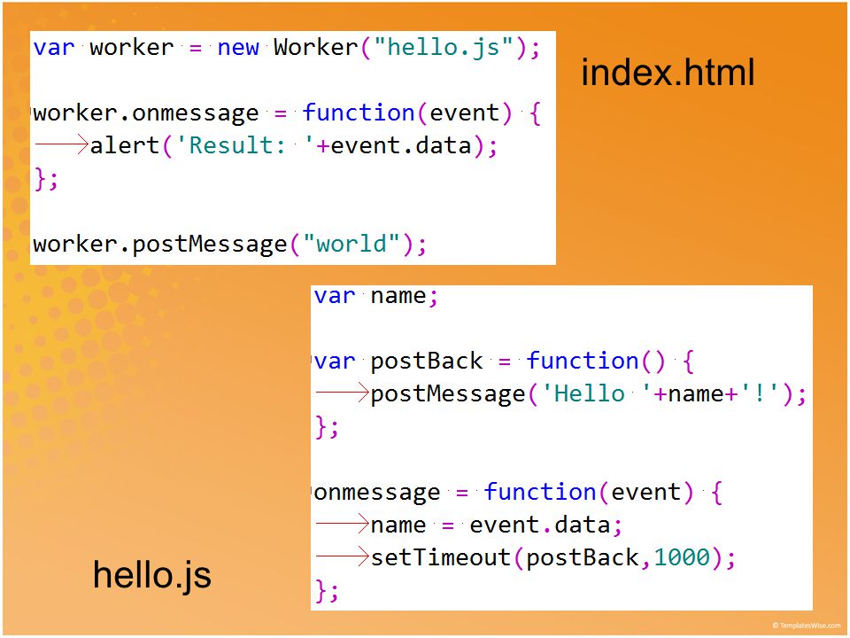 index.html hello.js