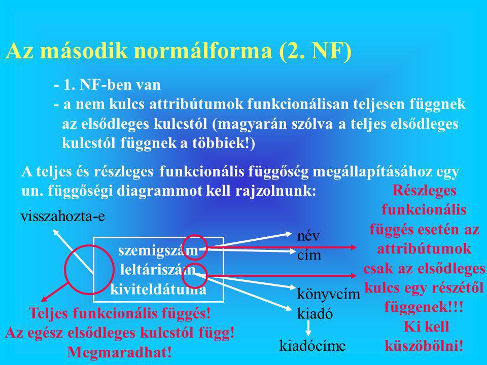 Az második normálforma (2. NF) - 1.