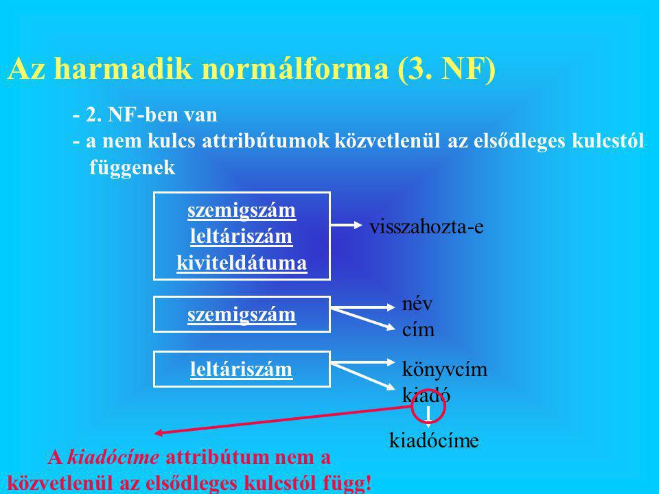 Az harmadik normálforma (3. NF) - 2.