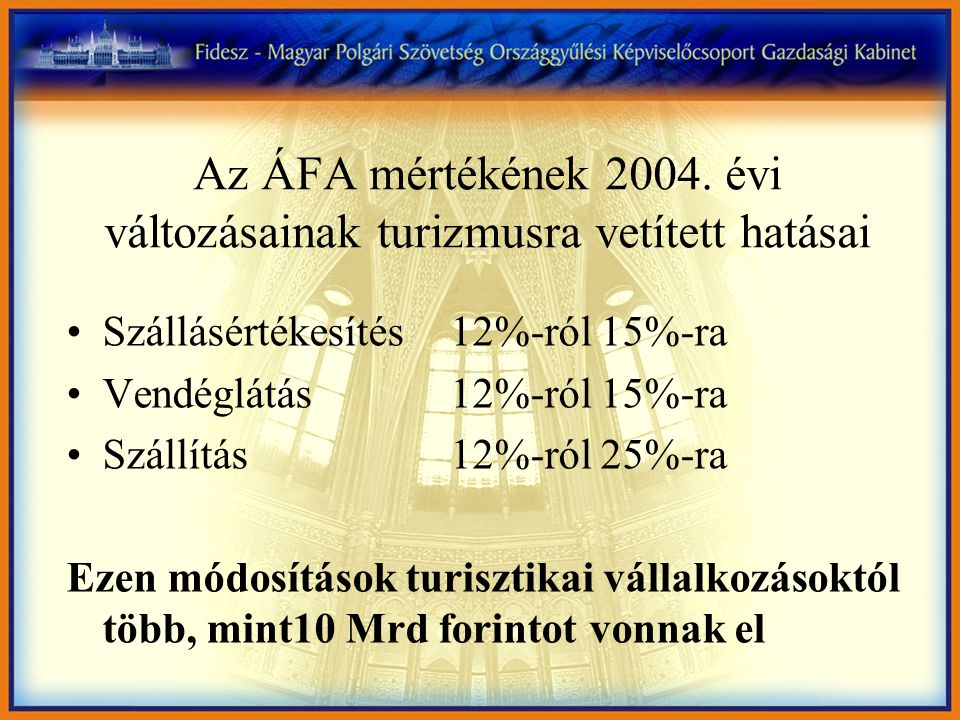 Az ÁFA mértékének 2004.