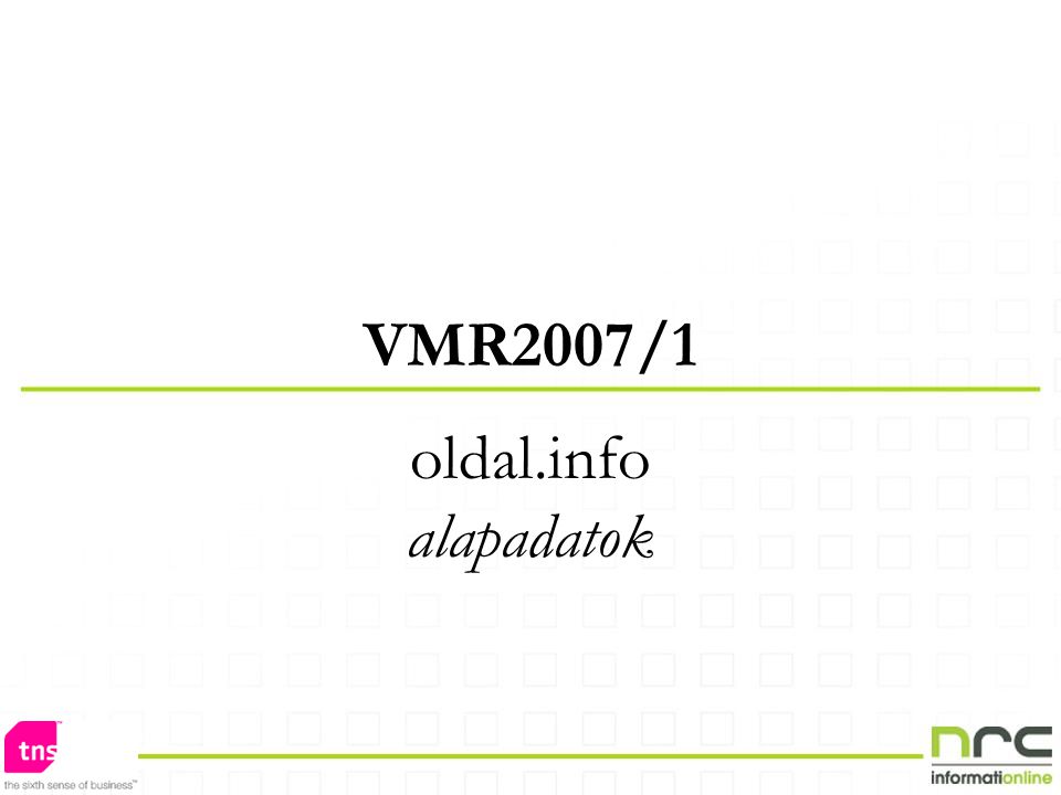 VMR2007/1 oldal.info alapadatok