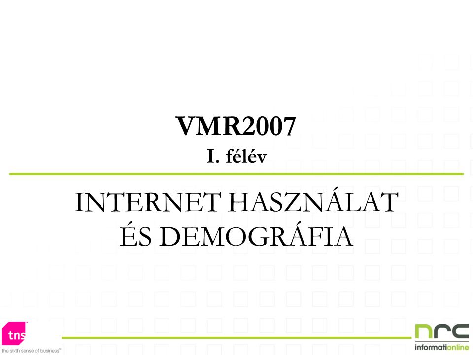 VMR2007 I. félév INTERNET HASZNÁLAT ÉS DEMOGRÁFIA