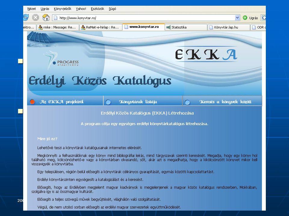 2006. szeptember 20. Vámospércs Katalógusok, adatbázisok I.