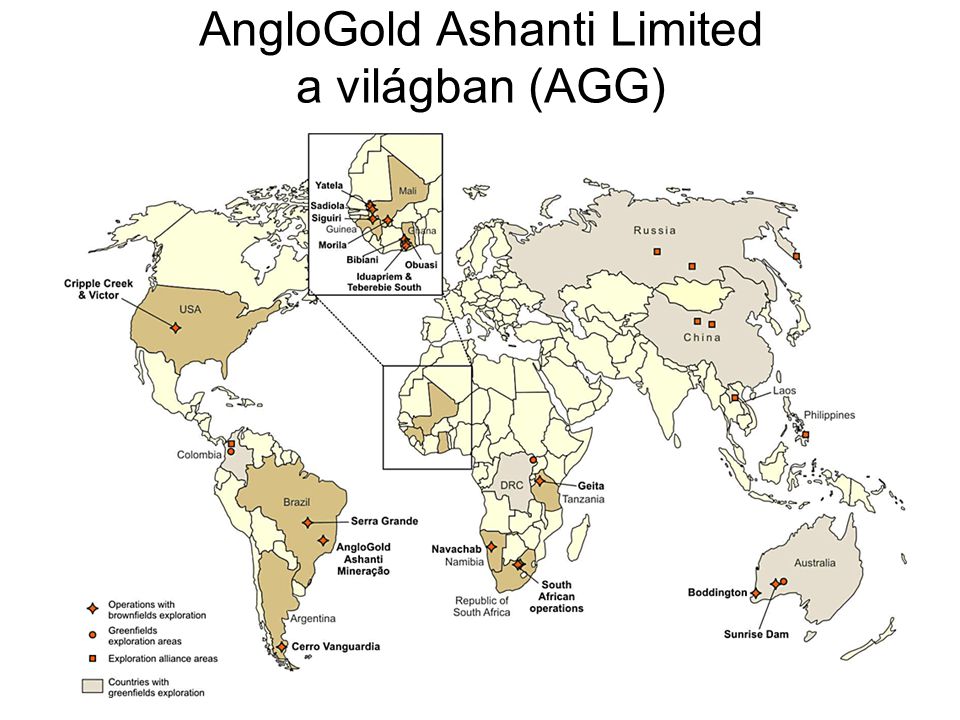 AngloGold Ashanti Limited a világban (AGG)