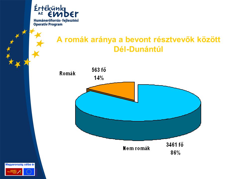 A romák aránya a bevont résztvevők között Dél-Dunántúl