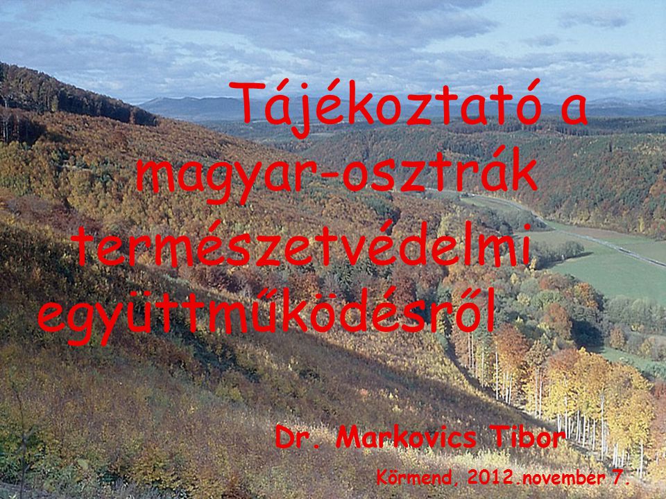 Tájékoztató a magyar-osztrák Dr. Markovics Tibor Körmend, 2012.november 7.