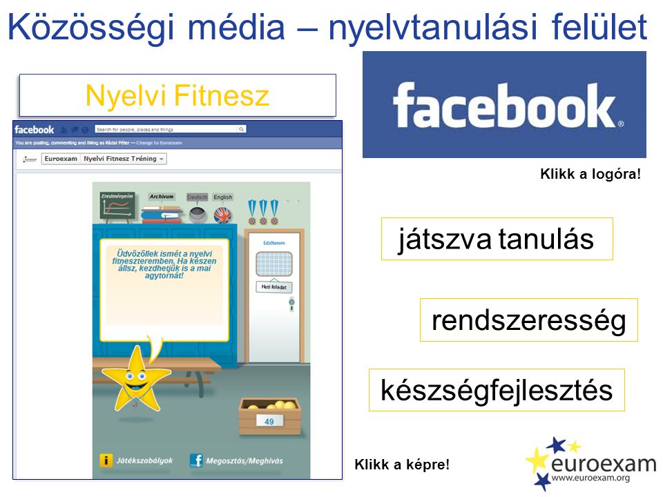 Közösségi média – nyelvtanulási felület Nyelvi Fitnesz Klikk a képre.