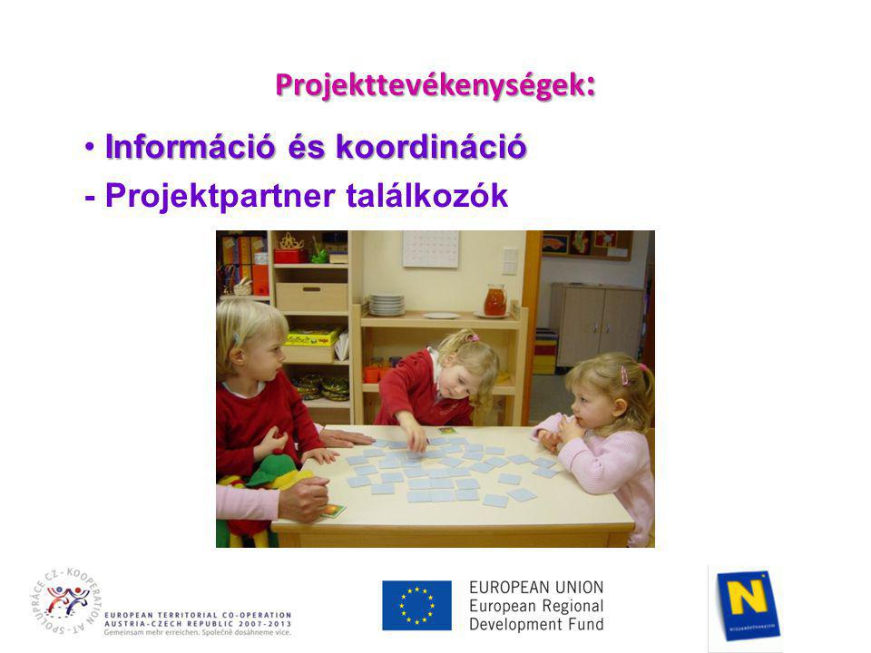 Projekttevékenységek : Információ és koordináció • Információ és koordináció - Projektpartner találkozók