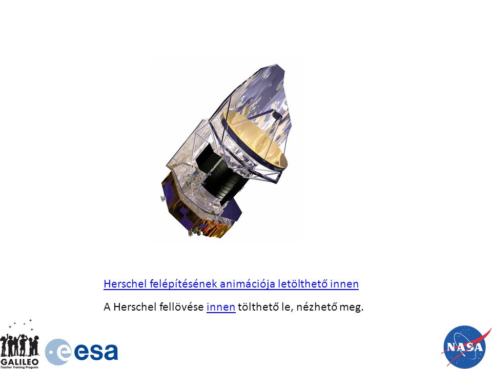 Herschel felépítésének animációja letölthető innen A Herschel fellövése innen tölthető le, nézhető meg.innen