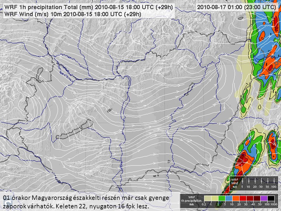 01 órakor Magyarország északkelti részén már csak gyenge záporok várhatók.