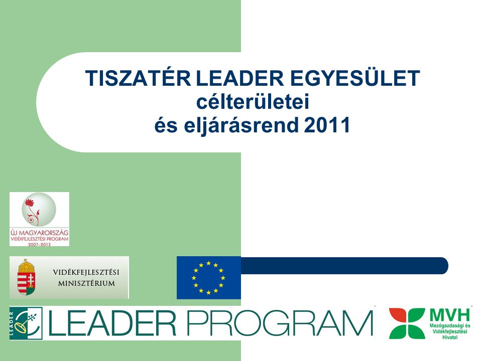 TISZATÉR LEADER EGYESÜLET célterületei és eljárásrend 2011