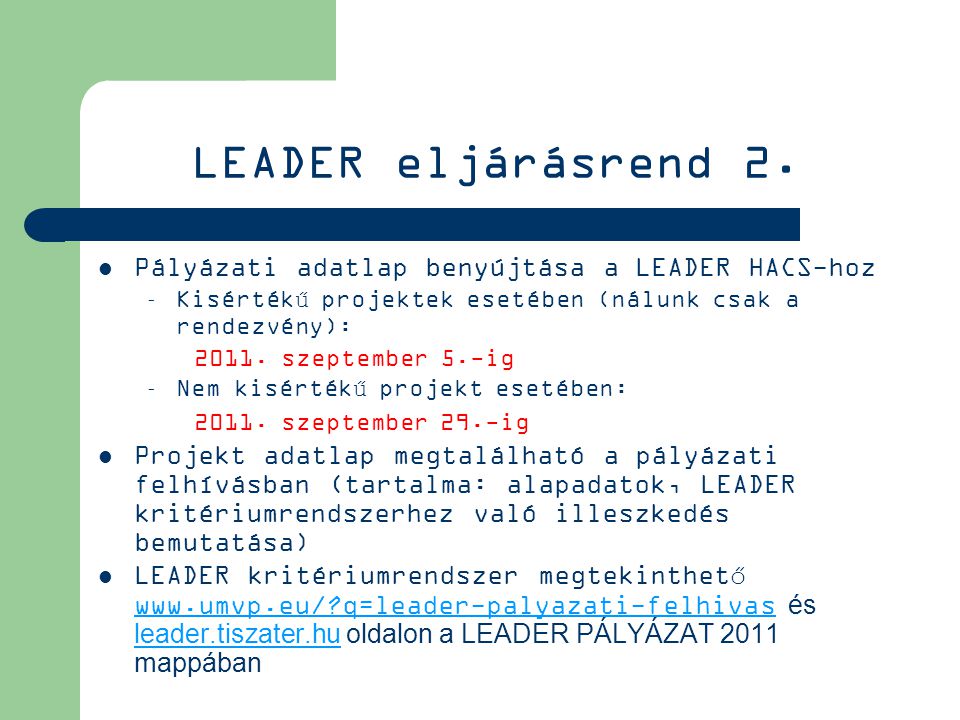 LEADER eljárásrend 2.
