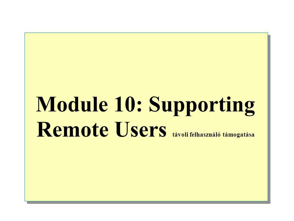 Module 10: Supporting Remote Users távoli felhasználó támogatása