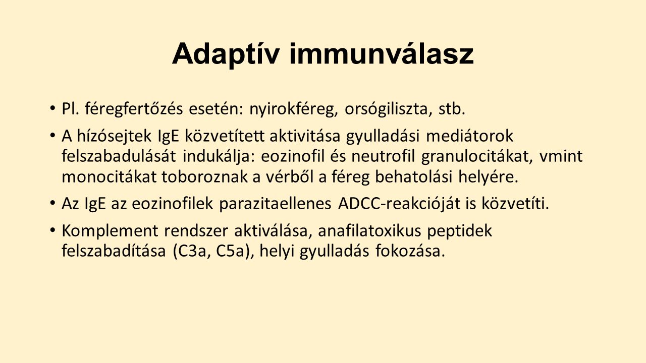 paraziták elleni adaptív immunválasz)