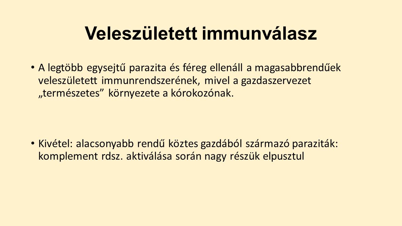 kórokozó paraziták és immunitás bevezetése