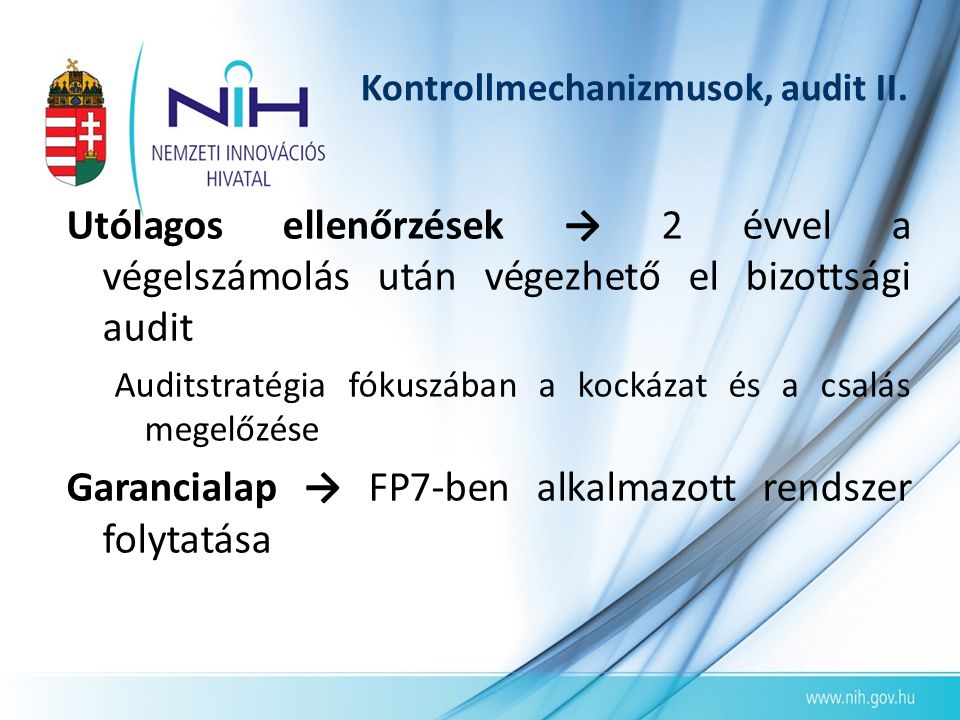 Kontrollmechanizmusok, audit II.
