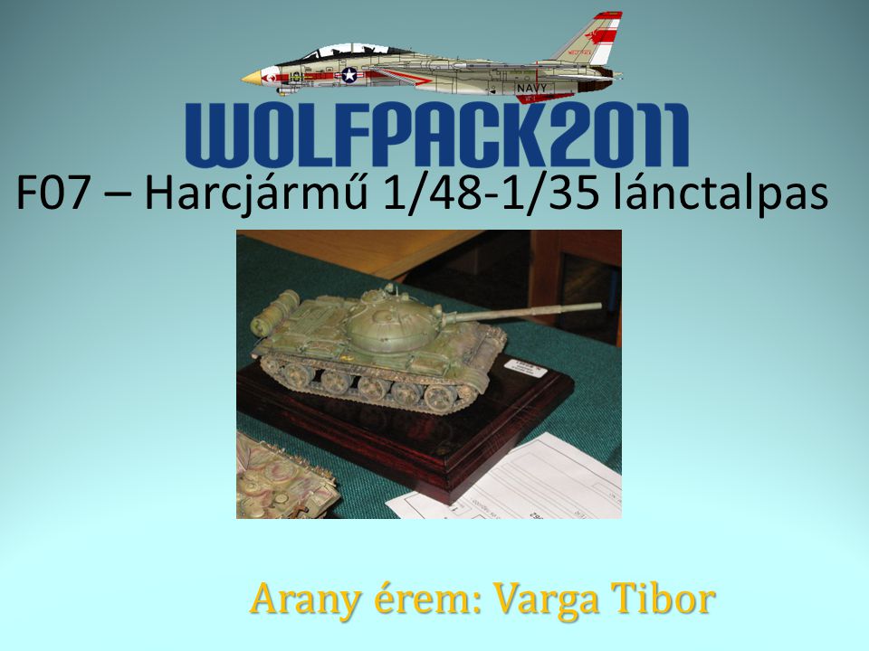 F07 – Harcjármű 1/48-1/35 lánctalpas Arany érem: Varga Tibor