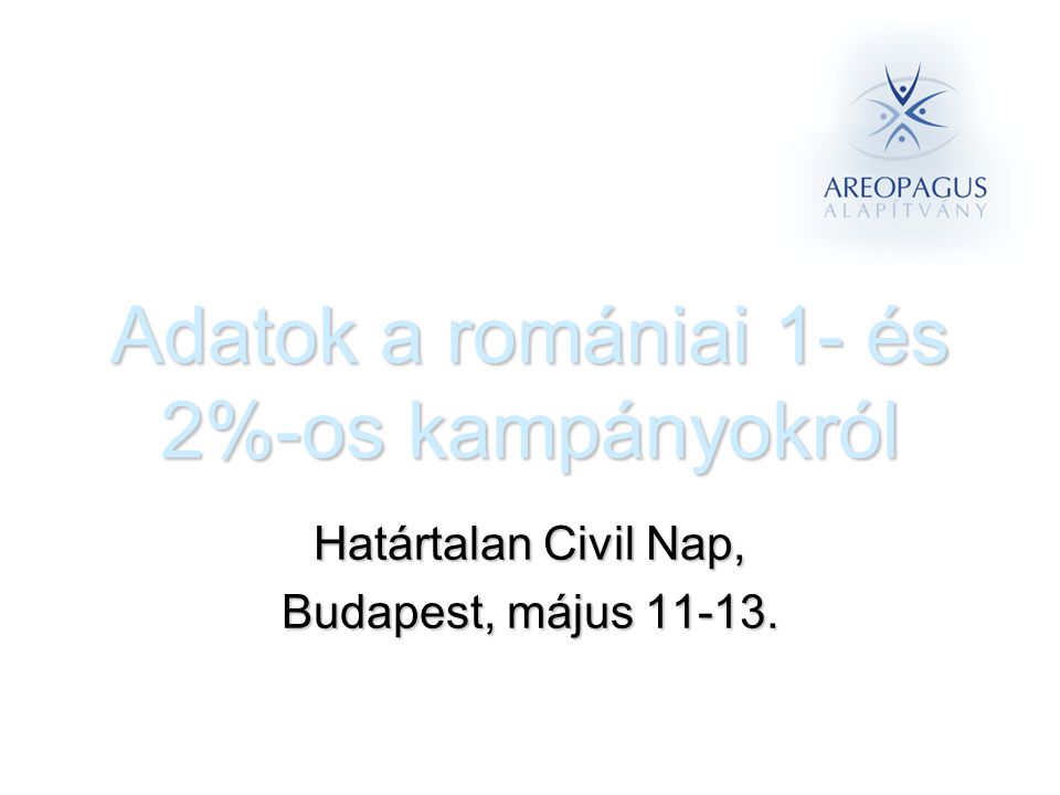 Adatok a romániai 1- és 2%-os kampányokról Határtalan Civil Nap, Budapest, május
